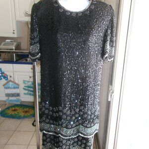 LAURENCE KAZAR FAB BLACK BEADED FORMAL WEDDING L